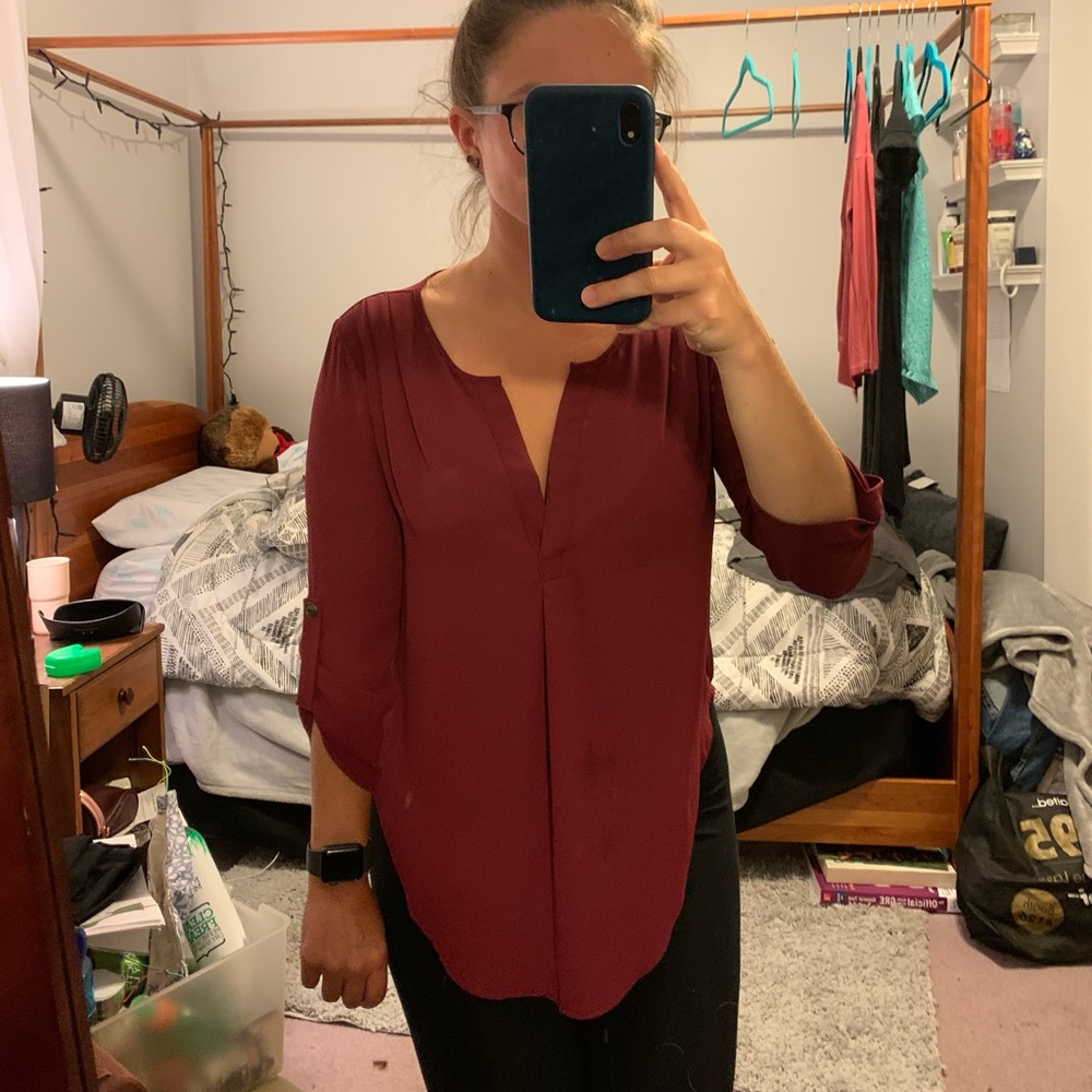 Maroon Split Neck Blouse - image 2